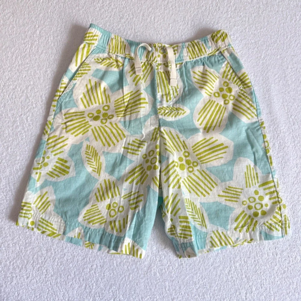 Hanna Andersson Shorts Boys Size 10 Blue Green Floral Tropical Summer Beach Boho